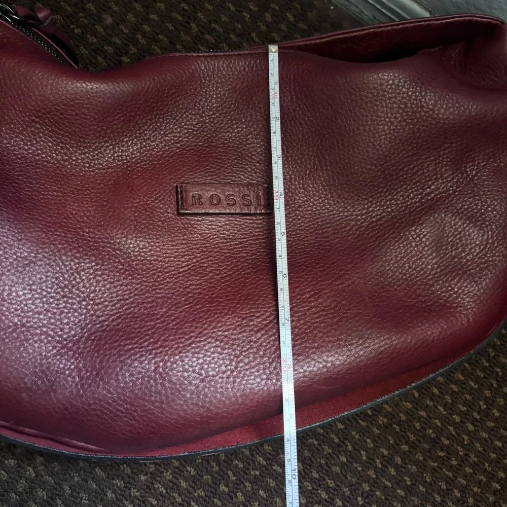 Bruno Rossi Firenze Italian Real Leather Burgundy Hobo Crossbody Shoulder Bag
